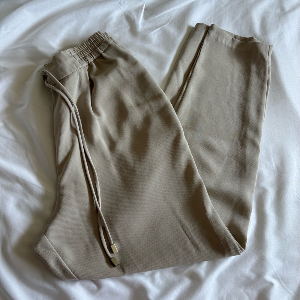 Zara Cream Elastic Waist Pants